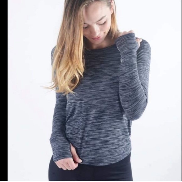 Zyia Charcoal Split Back Long Sleeve T sz M - Picture 2 of 5